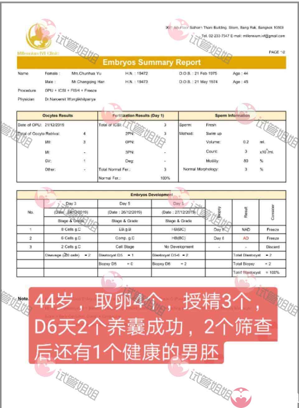 试管姐姐一位44岁高龄客户养囊情况